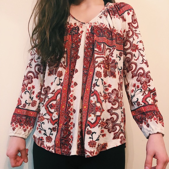 Lucky Brand Top Red Paisley Size Small - Picture 4 of 6
